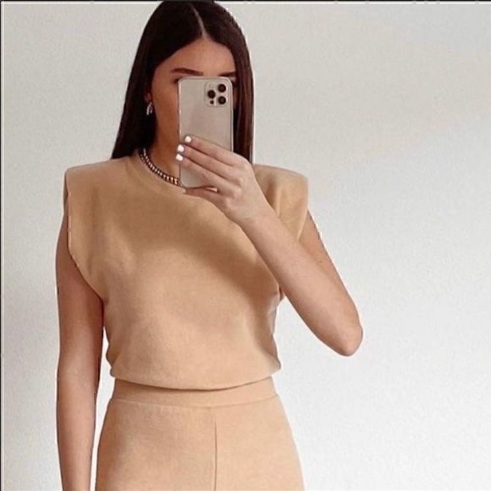 ZARA Padded Shoulder Top